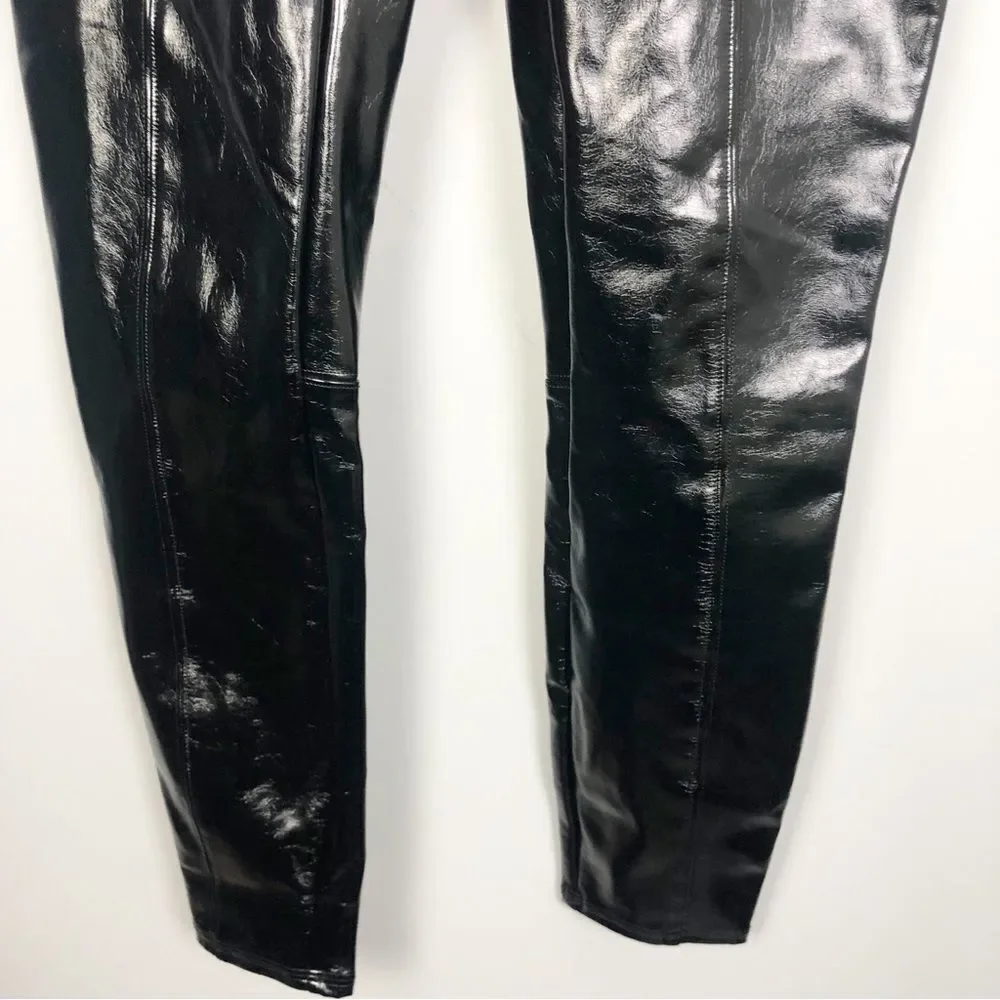 SPANX | Faux Patent Leather Body Shaping Black Leggings Women’s Size Medium & 1X - Picture 7 of 16